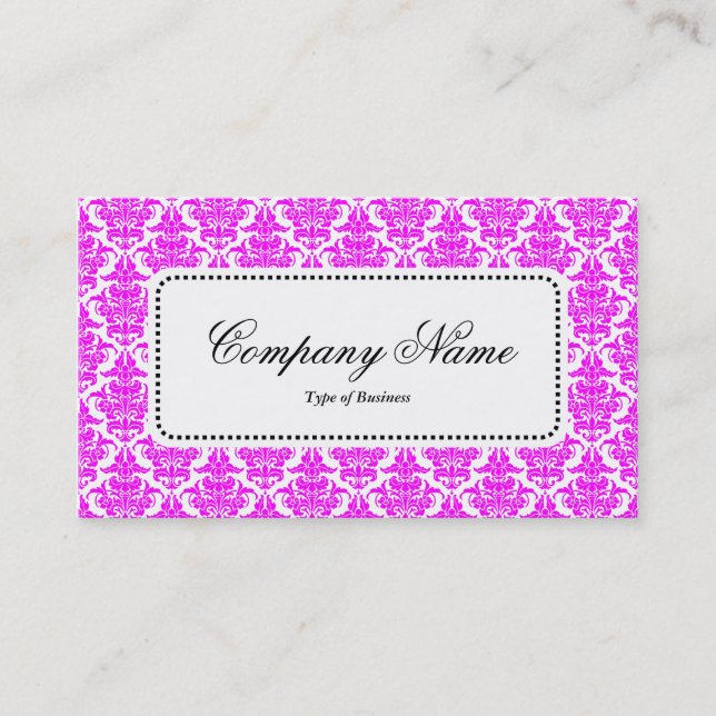 Center Label v5 - Magenta Damask Business Card (Front)