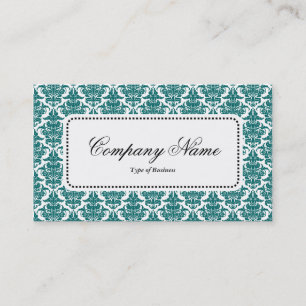 Center Label v5 - Moss Green Damask Business Card