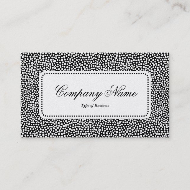 Center Label v5 - Random Spots - White on Black Business Card (Front)