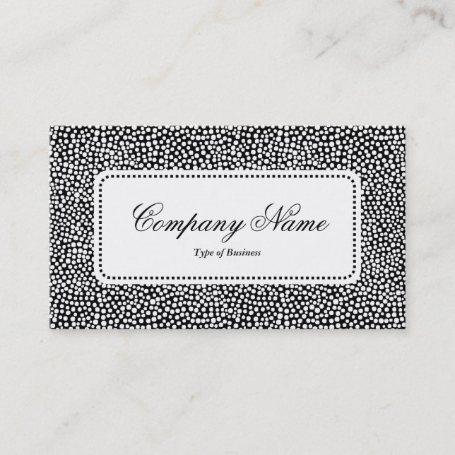 Center Label v5 - Random Spots - White on Black Business Card (Front)