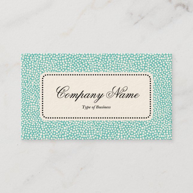 Center Label v5 - Random Spots - White on Lt Aqua Business Card (Front)