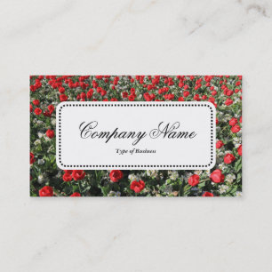 Center Label v5 - Red Tulips and Primroses Business Card