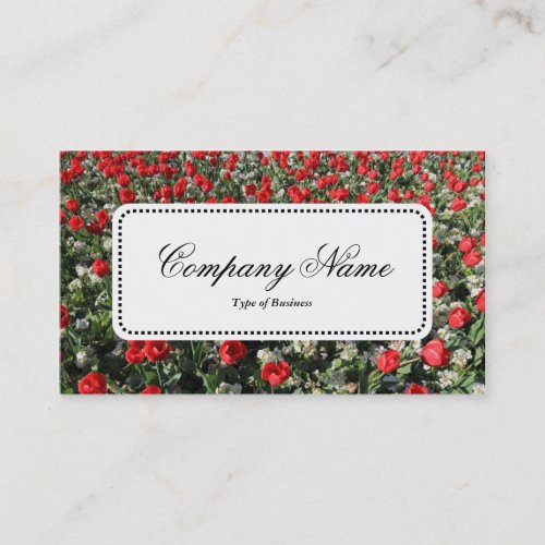 Center Label v5 _ Red Tulips and Primroses Business Card