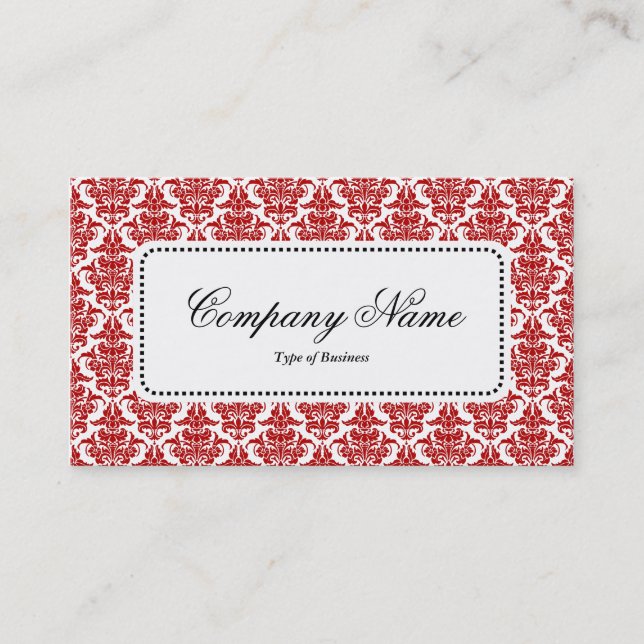 Center Label v5 - Ruby Damask Business Card (Front)