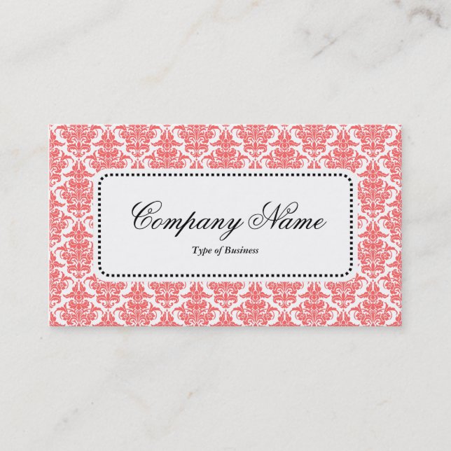 Center Label v5 - Tropical Pink Damask Business Card (Front)