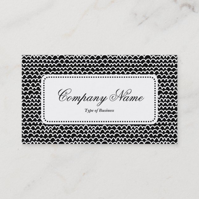 Center Label v5 - Wavy - White on Black Business Card (Front)