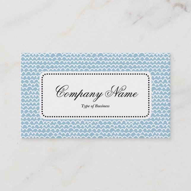 Center Label v5 - Wavy - White on Pale Blue 9dc6d8 Business Card (Front)