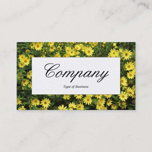 Center Label - Yellow Daisies Business Card (Front)