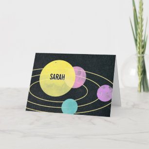 Center of My Universe Valentine Space Planets Name Holiday Card