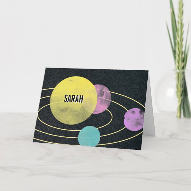 Center of My Universe Valentine Space Planets Name Holiday Card (Front)