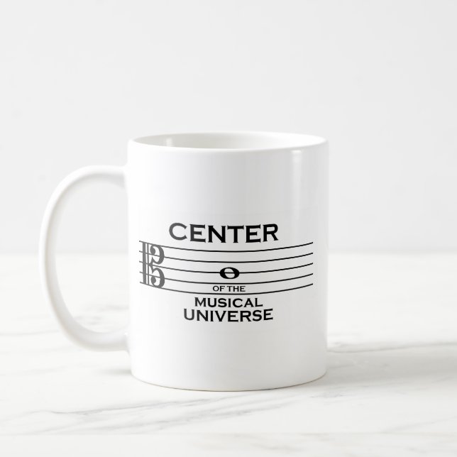 Center of the Musical Universe Alto Clef Design Coffee Mug (Left)