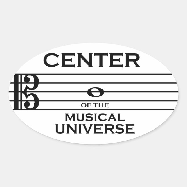 Center of the Musical Universe Alto Clef Design Oval Sticker (Front)