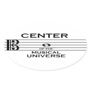 Center of the Musical Universe Alto Clef Design Oval Sticker