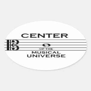 Center of the Musical Universe Alto Clef Design Oval Sticker