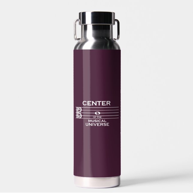 Center of the Musical Universe Alto Clef Plum Water Bottle (Front)