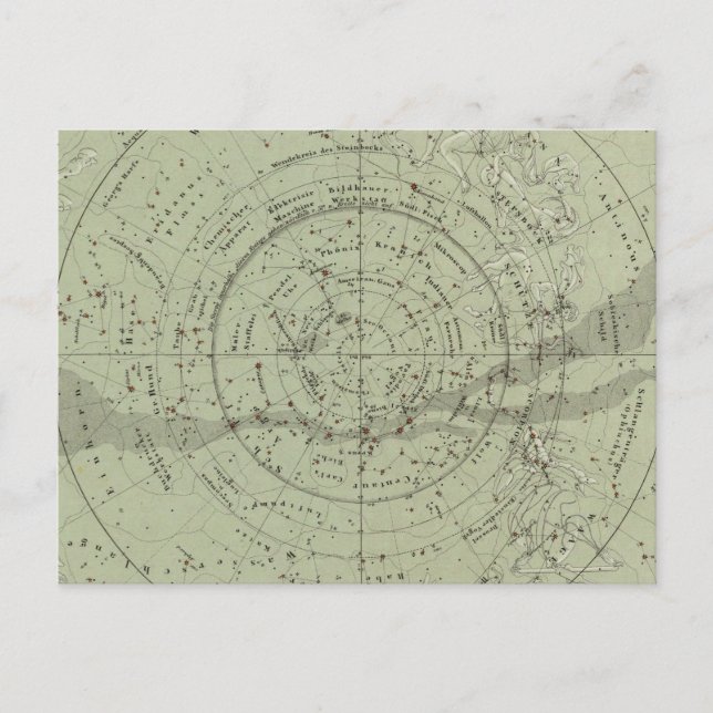 Center of the Southern Sky map Postcard (Front)
