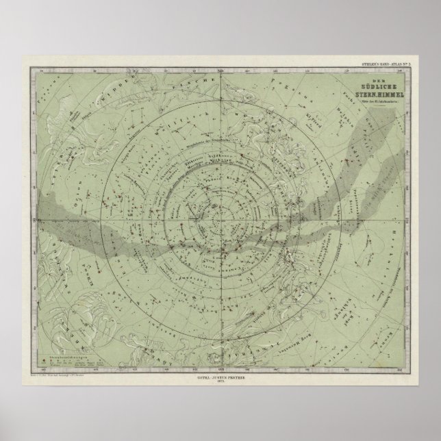 Center of the Southern Sky map Poster (Front)