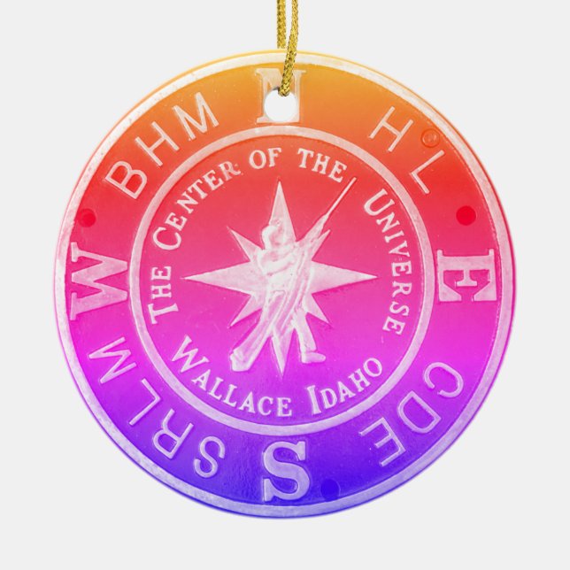 Center of the Universe in Wallace Idaho V2 Ceramic Ornament (Front)