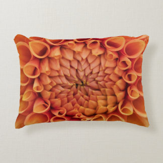 Center Orange Dahlia Flower Accent Pillow