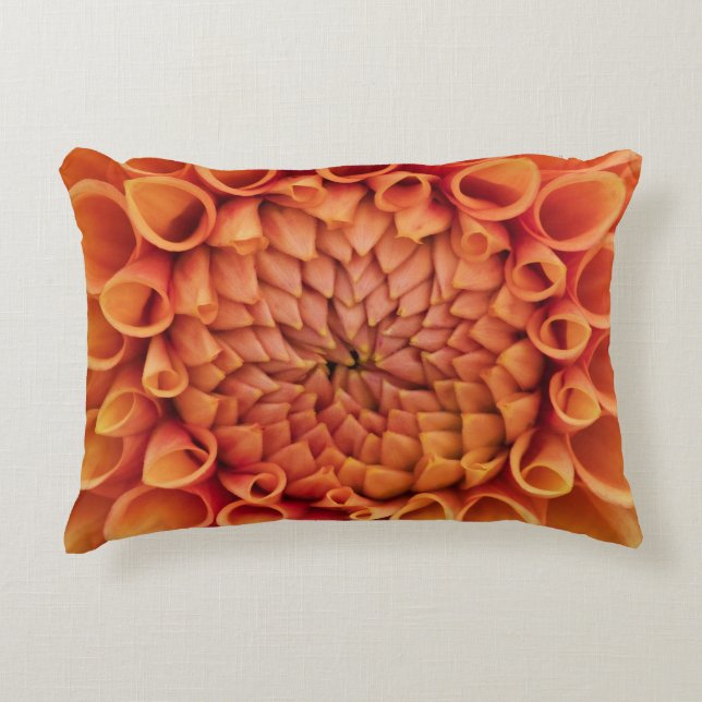 Center Orange Dahlia Flower Accent Pillow (Front)