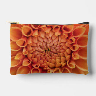 Center Orange Dahlia Flower Accessory Pouch