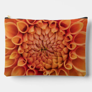 Center Orange Dahlia Flower Accessory Pouch
