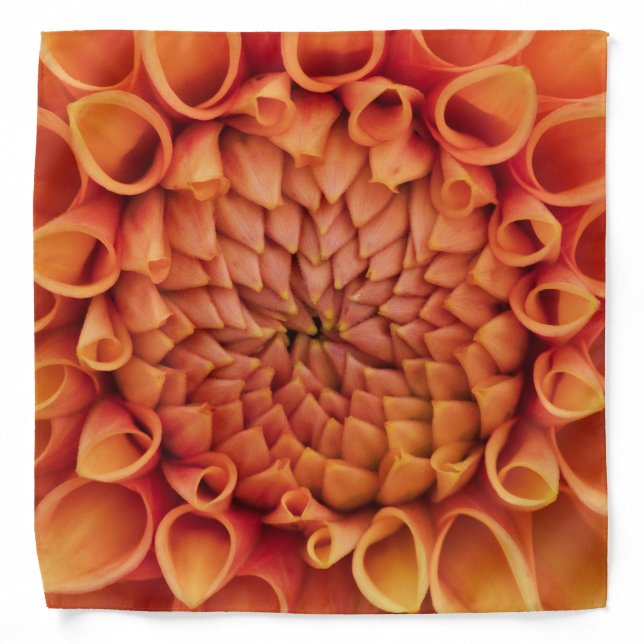 Center Orange Dahlia Flower Bandana (Front)