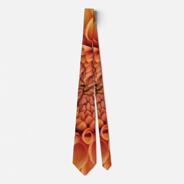 Center Orange Dahlia Flower Neck Tie (Front)