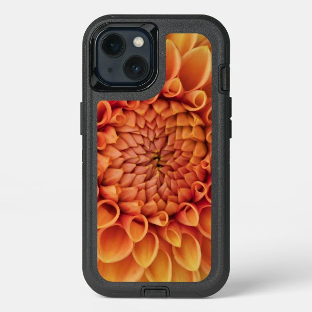 Center Orange Dahlia Flower Otterbox iPhone Case (Back)
