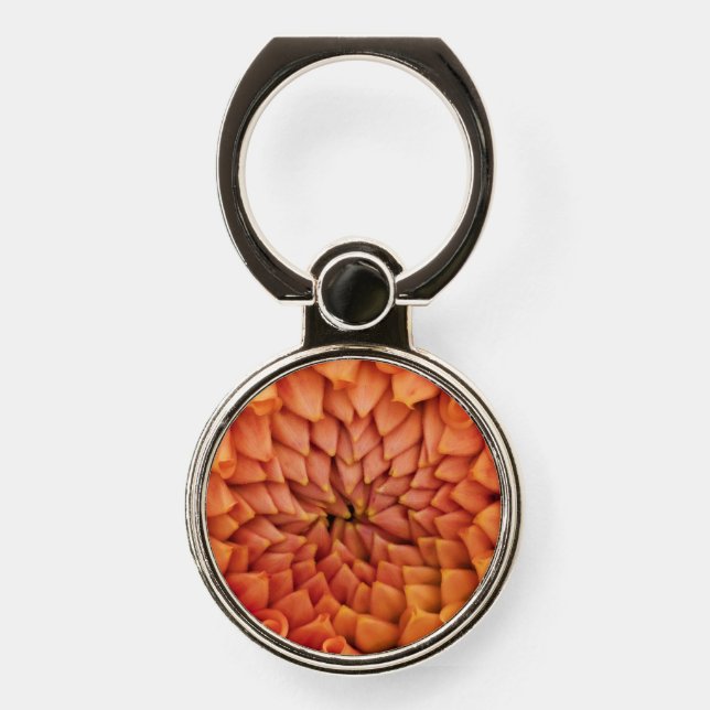 Center Orange Dahlia Flower Phone Ring Stand (Front)