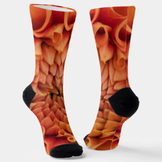 Center Orange Dahlia Flower Socks