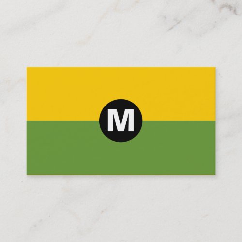 Center Spot Monogram _ 2 Tone Green and Yellow Business Card