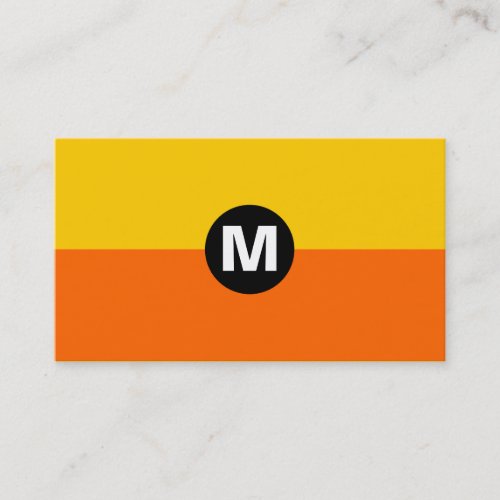 Center Spot Monogram _ 2 Tone Orange and Amber Business Card