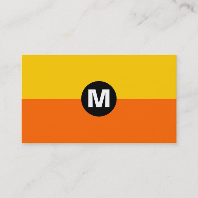 Center Spot Monogram - 2 Tone Orange and Amber Business Card (Front)