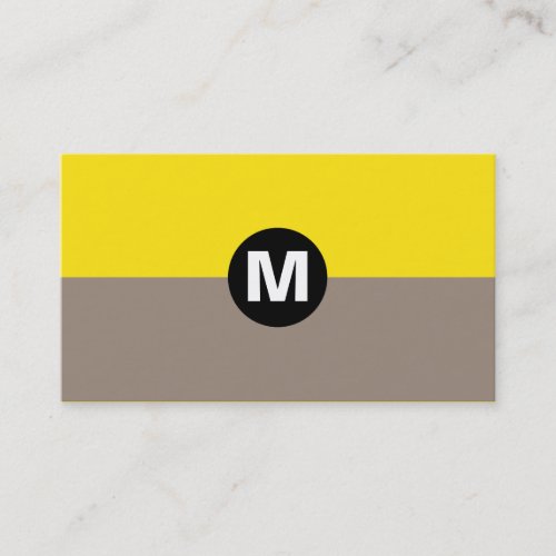 Center Spot Monogram _ 2 Tone Taupe and Yellow Business Card
