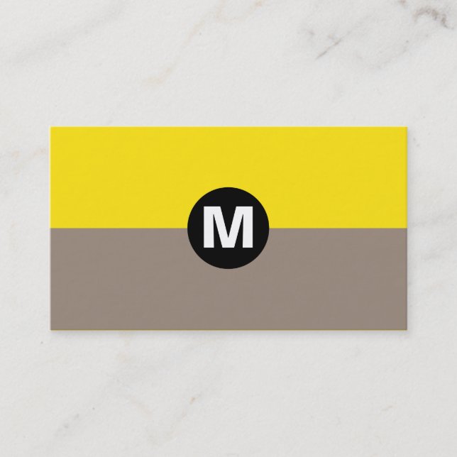 Center Spot Monogram - 2 Tone Taupe and Yellow Business Card (Front)
