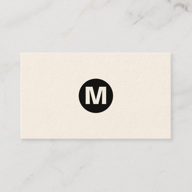 Center Spot Monogram - Black on White (Cream) Business Card (Front)