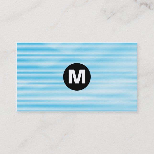 Center Spot Monogram - Blue Ripple Business Card (Front)