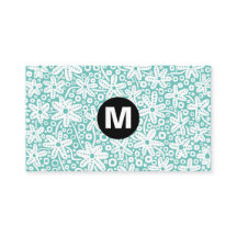 Center Spot Monogram - Flower Design - Lt Aqua