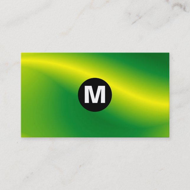 Center Spot Monogram - Green Wave Business Card (Front)