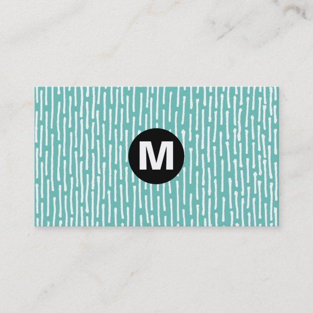 Center Spot Monogram - Lines - Pale Aqua Business Card (Front)