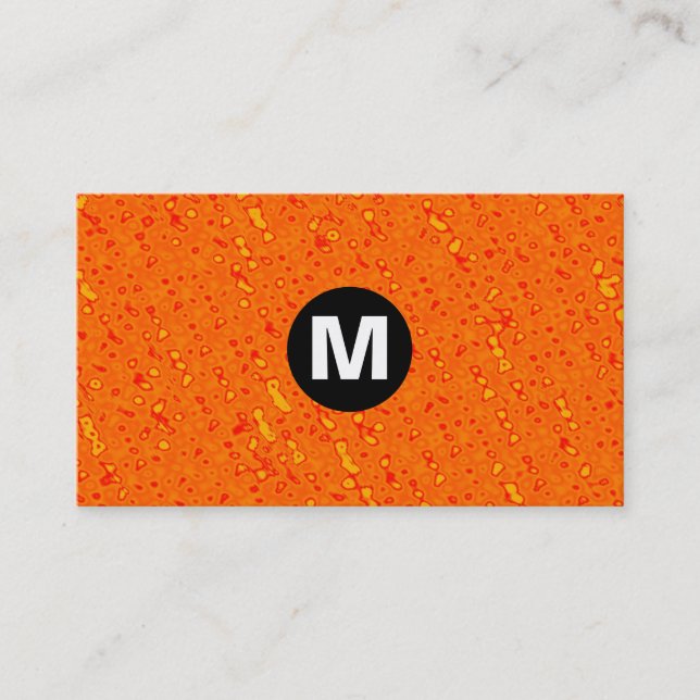 Center Spot Monogram - Orange Texture Business Card (Front)