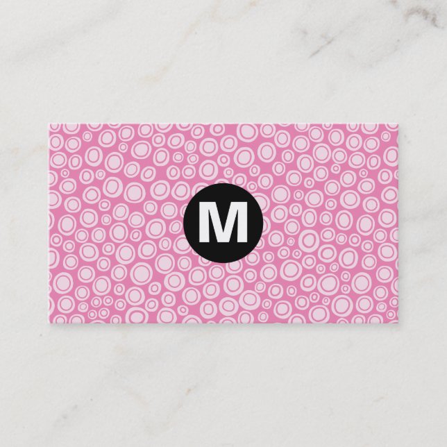 Center Spot Monogram - Spots - Pink Business Card (Front)