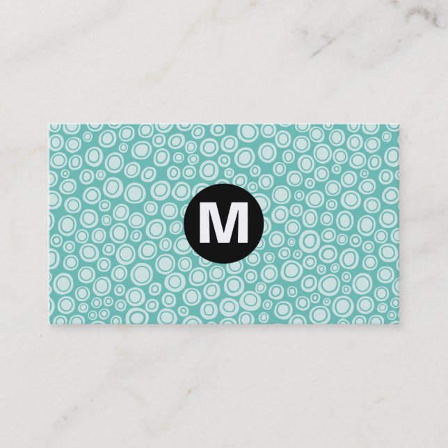 Center Spot Monogram - Spots - Turquoise Business Card (Front)