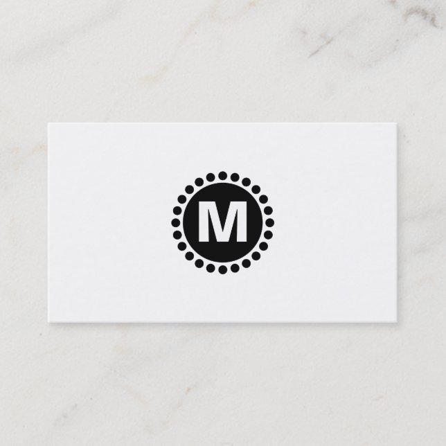 Center Spot Monogram v2 - Black on White Business Card (Front)