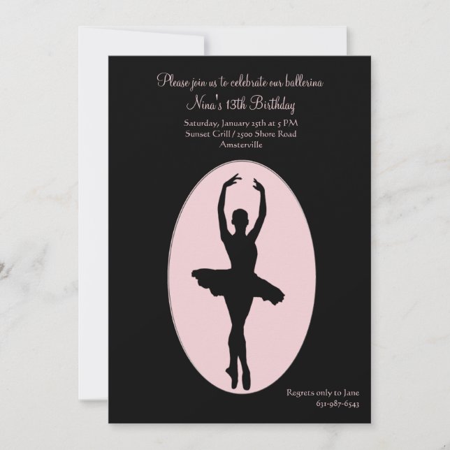 Center Stage Ballerina Invitation (Front)