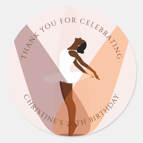 Center stage ballet dancer ballerina light pink classic round sticker