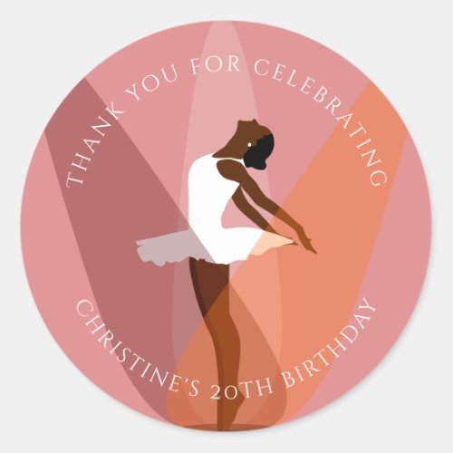 Center stage ballet dancer black ballerina classic round sticker