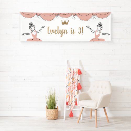 Center Stage Kids Ballerina Birthday Party Banner