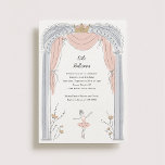 Center Stage Kids Birthday Party  Invitation<br><div class="desc">Adorable ballet themed little girls party invitation featuring a sweet illustration of a ballerina in a tutu dancing on stage in a light pink,  silver and gold color palette.</div>